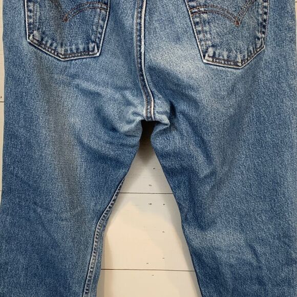 Vintage Levis 505 cut off raw hem straight leg denim jeans size 9 jr - Picture 10 of 13